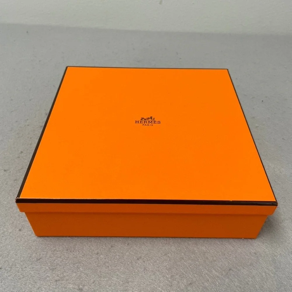 Hermes Packaging Set Orange Box Dust Bag Ribbon Tissue Paper 7.5x7.5x2.25